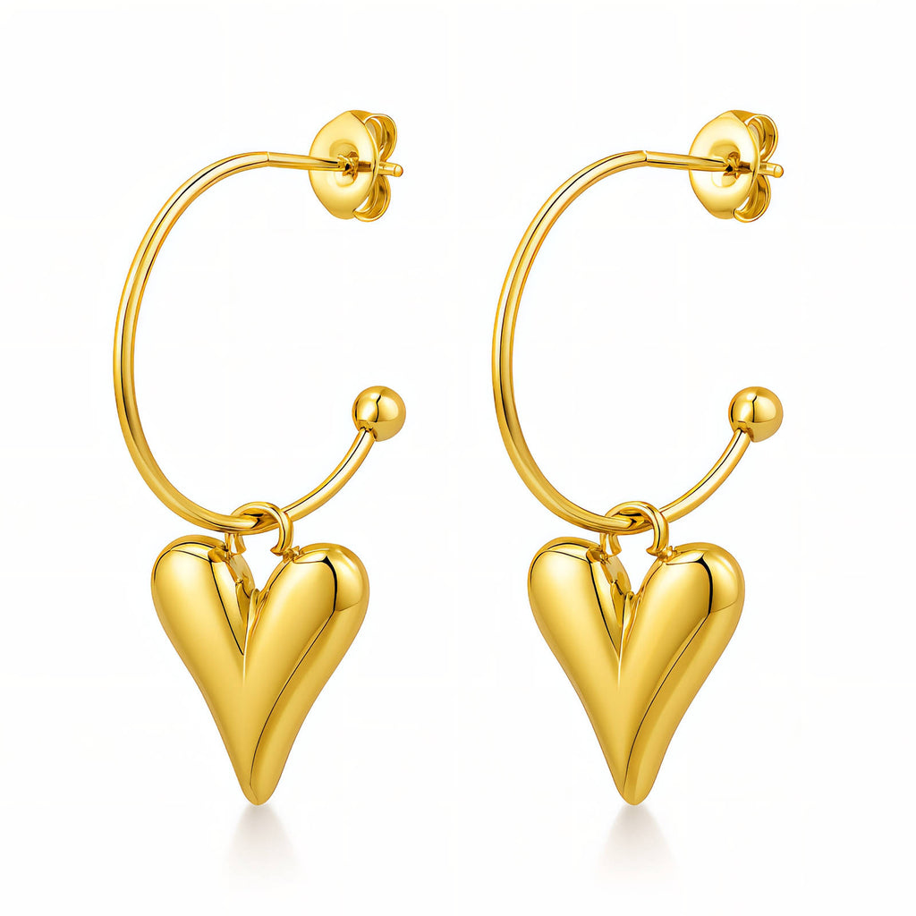 Half Hoops Hearts Earrings